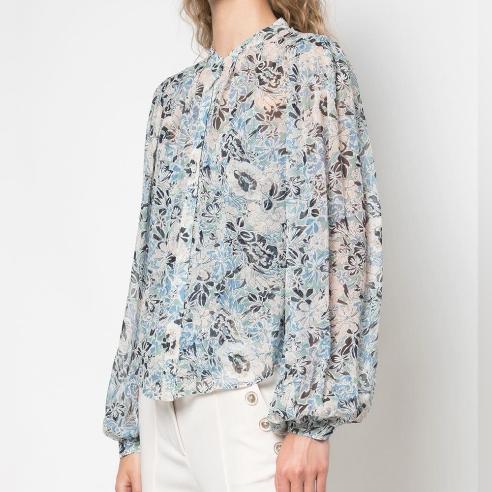 Veronica Beard Floral Print Blouse - Blue and Black
